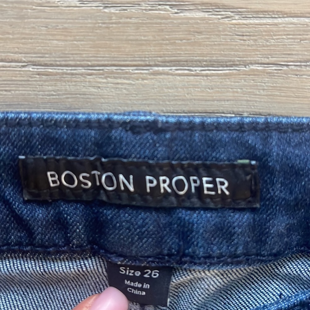 Boston Proper Skinny Exposed Seamed Stretch Deconstructed Hi Low Ankle Jean- 26W - Picture 4 of 11